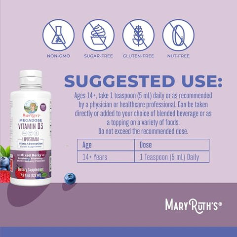 Maryruth'S Maryruth Organics Megadose Vitamin D3 Liposomal Vitamin D 4000 Iu Ultra Absorption Immune Support For Adults Bone Health Vit D3 Vegan Sugar Free Gluten Free Non-Gmo 45 Servings