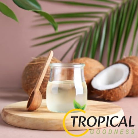 Tropical Goodness Organic Liquid Coconut Oil 16oz ÃƒÂ¢Ã¢â€šÂ¬Ã¢â‚¬Å“ Glass Jar - No Plastic, Cold Pressed, Non-GMO, Gluten-Free, for Cooking, Baking, Skin & Hair