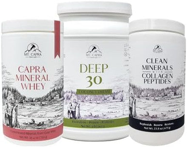 Mt. Capra Deep 30 Coconut + Capra Mineral Whey + Clean Minerals With Collagen Peptides Bundle