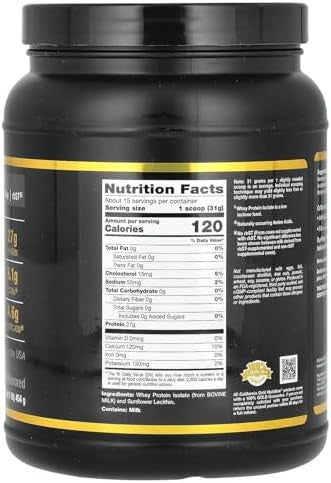 California Gold Nutrition Sport Whey Protein Isolate Unflavored 1 Lb (454 G)
