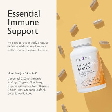 Alaya Naturals Immunity Blend Immune Support With Vitamin C Zinc Elderberry Garlic 90 Capsules