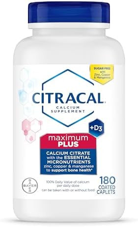 Citracal Maximum Plus 650 Mg Calcium Citrate Easily Absorbed And Highly Soluble With 25 Mcg (1000 Iu) Vitamin D3 Bone Health Support Calcium Supplement For Ages 12+ 180 Count