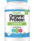 Orgain Organic Vegan Protein Powder + Greens Vanilla Bean 21G Plant Based Protein Gluten Dairy Lactose Soy Vegan Protein Powder Creamy Chocolate Fudge 2.03Lb
