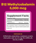 Natural Factors Vitamin B12 Methylcobalamin 5000 mcg Chewable Support for Energy and Immune Health Vegetarian 60 tablets (60 servings)