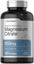 Horbaach Magnesium Citrate 850mg 120 Softgels Superior Absorption NonGMO and Gluten Free Formula