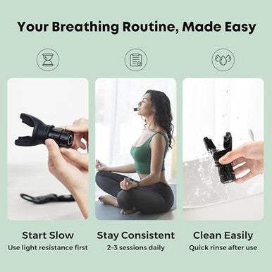 Bodyssey Breathing Enhancer | Premium Silicone Trainer | Boost Breathing Efficiency | Adjustable Resistance Levels | Compact Portable And Easy To Maintain