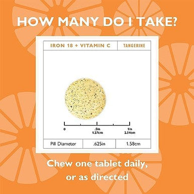 Celebrate Iron+C 18Mg Chewable Tangerine, 30 Count