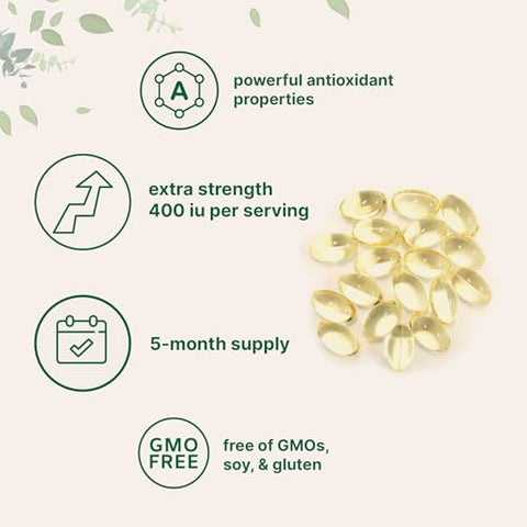 Micro Ingredients Vitamin E 400Iu 300 Softgels Pure Vitamin E Oil Pills Antioxidant Supplements For Skin Face Heart & Immune Health Non-Gmo Gluten Free