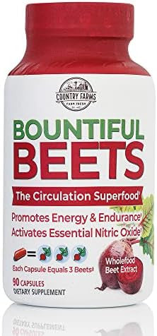 Country Farms Super Greens Fruit Vegetable Probiotics Antioxidants Phytonutrients Beet Root Nitric Oxide Circulation Immune Support Capsules