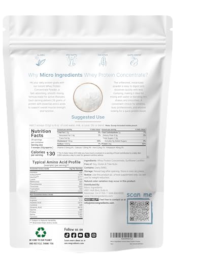 Micro Ingredients Unflavored Whey Protein Powder 2Lbs Protein Powder For Women & Men Whey Protein Isolate Bcaas Great For Bars Shakes Smoothies Snacks Or Coffee Non-Gmo Soy Free
