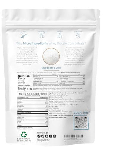 Micro Ingredients Unflavored Whey Protein Powder 2Lbs Protein Powder For Women & Men Whey Protein Isolate Bcaas Great For Bars Shakes Smoothies Snacks Or Coffee Non-Gmo Soy Free
