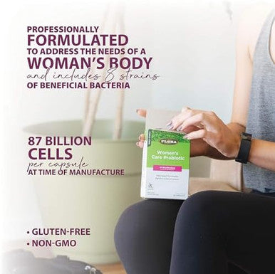 Flora Women'S Care Probiotic With Eight Strains Of Beneficial Bacteria Support Digestive & Vaginal Health Fights Yeast And Bacteria Shelf Stable 87 Billion Cfu'S 30 Vegetarian Capsules