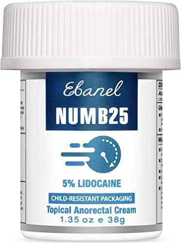 Ebanel 5% Lidocaine Numbing Cream Pain Relief Burn Itch Numb Cream Maximum Strength Topical Anesthetic with Allantoin Vitamin E for Local and Anorectal Uses Hemorrhoid Treatment Oil Free