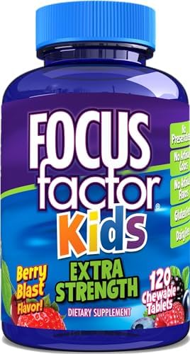 Focus Factor Kids Extra Strength Daily Chewable Brain Health Support + OLLY Kids Chillax Calm Chews 50 Count