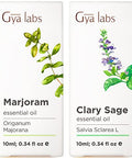 Gya Labs Marjoram Oil Essential Oil Diffuser & Clary Sage Essential Oil For Diffuser Set - Aromatherapy Grade Essential Oils Set - 2X0.34 Fl Oz - Gya Labs