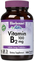 Bluebonnet Nutrition Vitamin B2 100 Mg For Cardiovascular And Nervous System Health Soy Gluten Kosher Dairy Vegan Nongmo 100 Vegetable Capsules 100 Servings