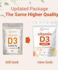 Micro Ingredients Vitamin D3 5000 Iu 500 Softgels Virgin Coconut Oil Cholecalciferol Form Bone Immune & Heart Support Easy To Swallow Non-Gmo