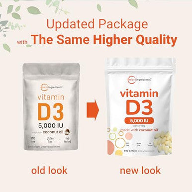 Micro Ingredients Vitamin D3 500 Softgels 5000 Iu