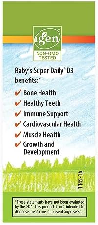 Carlson Baby's PlantBased Super Daily D3 Baby Vegetarian Liquid Vitamin D Drops 400 IU (10 mcg) per Drop Sourced from Algae for Infants and Toddlers Unflavored 90 Drops (2.54 mL)