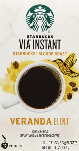 STARBUCKS VIA VERANDA BLEND MIX INSTANT COFFEE CAFFEINE PACKETS IN BOX 1.4 OZ - 0762111953321