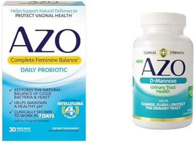 Azo Complete Feminine Balance Daily Probiotics For Women Clinically Proven & D Mannose Urinary Tract Health Cleanse Flush & Protect The Urinary Tract