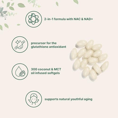 Micro Ingredients Nac Supplement 600Mg With Nad & Coconut Oil 300 Softgels 2-In-1 N Acetyl L Cysteine Plus Nicotinamide Forms Nad Supplements For Women & Men Non-Gmo Gluten Free