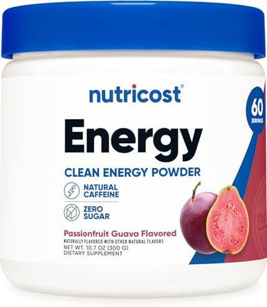 Nutricost Energy Drink Powder (Passionfruit Guava) (60 Serv) Pre Workout Supplement With Natural Flavors Nongmo GlutenÃƒÂ¢Ã¢â€šÂ¬Ã‚Â¦