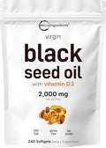 Micro Ingredients Black Seed Oil With Vitamin D3 1000 Iu 240 Softgels 2000 Mg Black Seed Oil Per Serving Nigella Sativa Oil 2-In-1 Unrefined Seed Oil Formula Non-Gmo Cgmp Manufactured