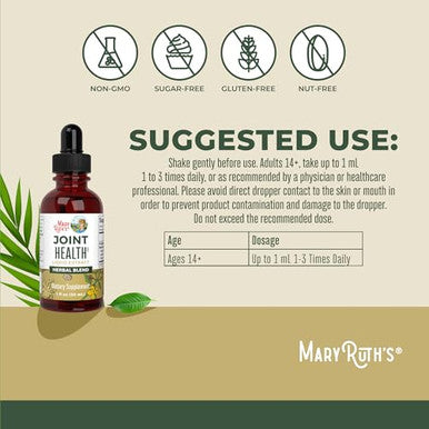 Maryruth'S Maryruth Organics Joint Health Liquid Extract Four Herbal Blend Liquid Drops Ginger Root Licorice Root Cats Claw Devils Claw Vegan Non Gmo Alcohol Free Tincture 30 Servings