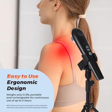 Figerm Cold Laser Therapy Device For Pain Relief Infrared Red Light Therapy Devices For Knee Neck Joint And Muscle With 808Nm & 650Nm 3 Power Mode/ 4 Timer Handheld Black