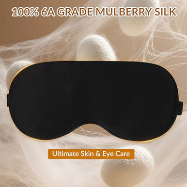 Innoflyx 100 6A Mulberry Silk Sleep Mask For Women & Men Soft Breathable Eye Mask For Sleep Blackout Design For Migraine Relief & Puffy Eyes Perfect For Travel Office Airplane Eye Care