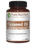 Pure Nutrition Flaxseed Oil 1000Mg With Omega 3 6 9 I 120 Veg Caps Naturally Providing 500Mg Alpha-Linolenic 134 Mg Linoleic And 188Mg Oleic Acid