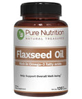 Pure Nutrition Flaxseed Oil 1000Mg With Omega 3 6 9 I 120 Veg Caps Naturally Providing 500Mg Alpha-Linolenic 134 Mg Linoleic And 188Mg Oleic Acid