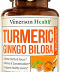 Ginko Biloba Capsules with Ginkgo Biloba 120mg & Organic Turmeric for Joint Support Focus and Brain Health Gingo Biloba Supplement with Black Pepper (Bioperine) for Max Absorption 60 Count
