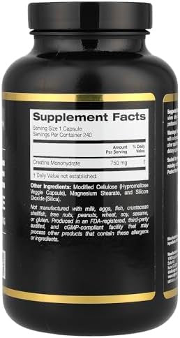 California Gold Nutrition Sport Creatine 750 Mg 240 Veggie Capsules