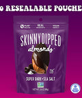 SkinnyDipped Super Dark Chocolate + Sea Salt Almonds Vegan Healthy Snack Plant Protein Gluten 3.5 oz Resealable Bags Pack of 10