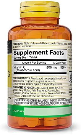 Mason Natural Vitamin C 500 Mg Immune Support & Antioxidant Supplement Promotes Collagen Production & Cell Protection 100 Tablets