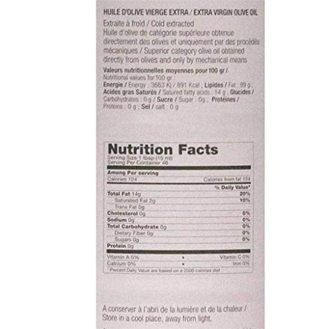 A L'Olivier Extra Virgin Olive Oil in a white Tin Can - 23.7 FL. oz