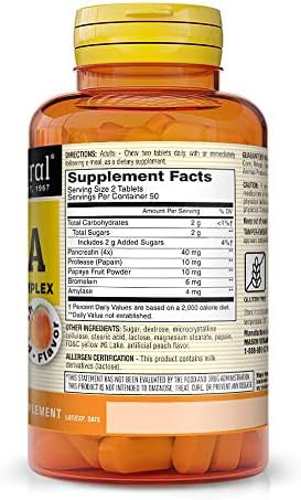 Mason Natural Papaya Digestive Enzyme Complex Healthy Digestive Function Promotes Nutrient Absorption Peach Flavor 100 Chewables (Pack Of 3)