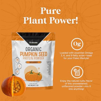 Pumpkin Seed Protein Powder, Unsweetened Plant-Based Pumpkin Protein Powder, Ideal For Post-Activity Support, Pumpkin Powder Is Rich In Omega 3, 6, 9 1 Lb, Cold Pressed