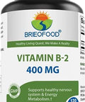 Brieofood Vitamin B2 (Riboflavin) 400mg 120 Veggie Capsules Gluten NonGMO