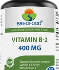 Brieofood Vitamin B2 (Riboflavin) 400Mg, 120 Veggie Capsules - Gluten , Non-Gmo