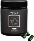 Welleco The Skin Elixir Greens Powder Capsules Plantbased Superfood Supplement With Zinc Turmeric & Antioxidants For Glowing Skin Collagen & Elasticity 60 Ct