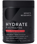 Sports Research Hydrate Electrolytes Powder - Sugar-Free & Naturally Flavored With Vitamins Minerals And Coconut Water - Supports Hydration - Passion Fruit & Cherry Pomegranate