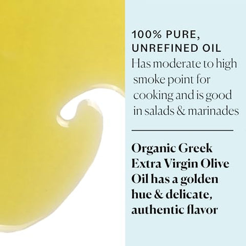 Sky Organics - Organic Extra Virgin Olive Oil, 16.9 fl oz - Cold Pressed & Unfiltered - Bright, Fresh, Authentic Flavor - Sourced from Farmers in Greece - 100% Pure - Kosher - Natural, Vegan, & Soy Free