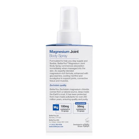 Betteryou Magnesium Joint Body Spray Muscle Relief Spray Topical Magnesium Chloride And Glucosamine Cooling Menthol And Eucalyptus 3.38 Oz