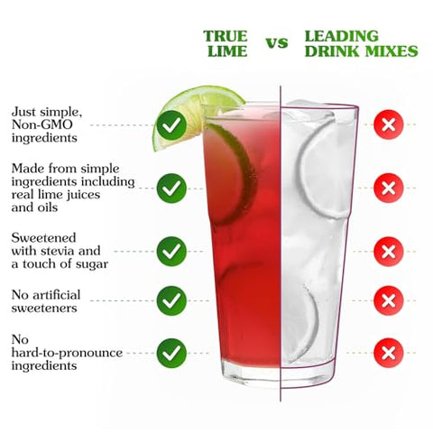 True Citrus TRUE LIME Black Cherry Limeade Drink Mix (10 Packets) No Artificial Sweeteners Low Calorie Water Flavor Packets & Water Enhancer with Stevia