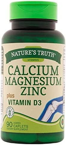 Nature's Truth Calcium, Magnesium, Zinc Plus Vitamin D3 Supplements, 90 Count (Pack of 3)
