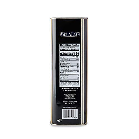 DeLallo Extra Virgin Olive Oil, Made in Italy, Bulk Size Container, Made with Cold Pressed Olives, Non-GMO, Kosher, Vegan, All Natural, 3 Liter Can