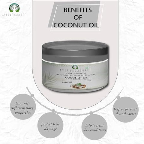 AYURVEDASHREE Cold Pressed Coconut Oil 3.38 fl oz., Cold Pressed Coconut Oil